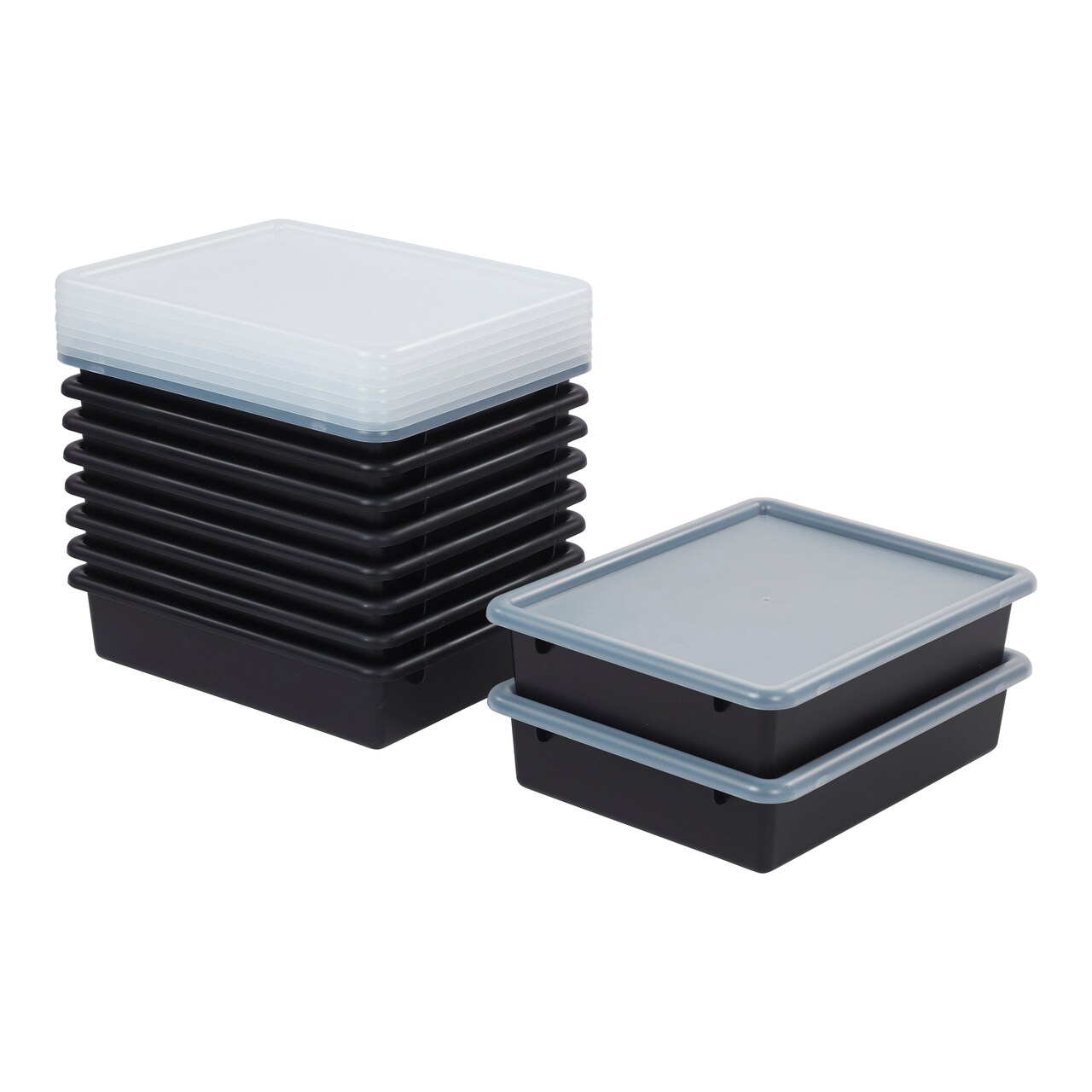 Letter Size Plastic Tray Organizer with Lids, Small, 10-Piece